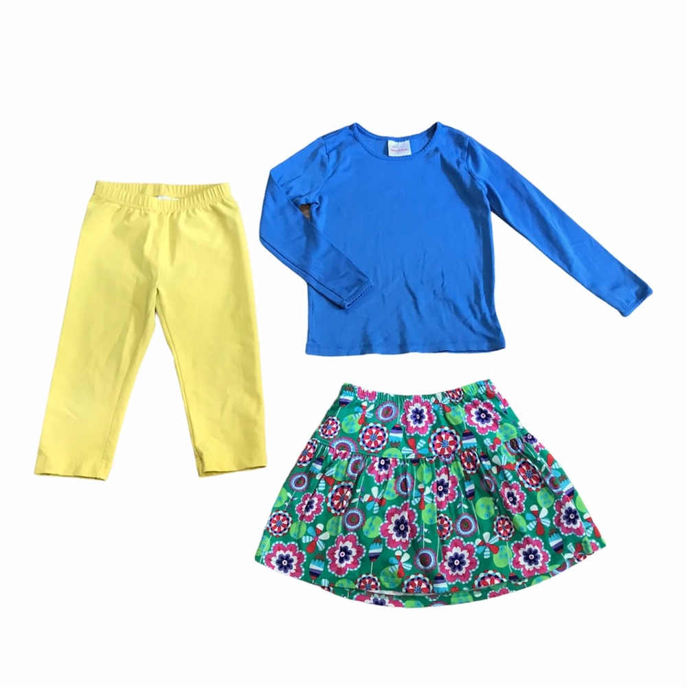 Hanna Andersson girls skort skirt shirt leggings